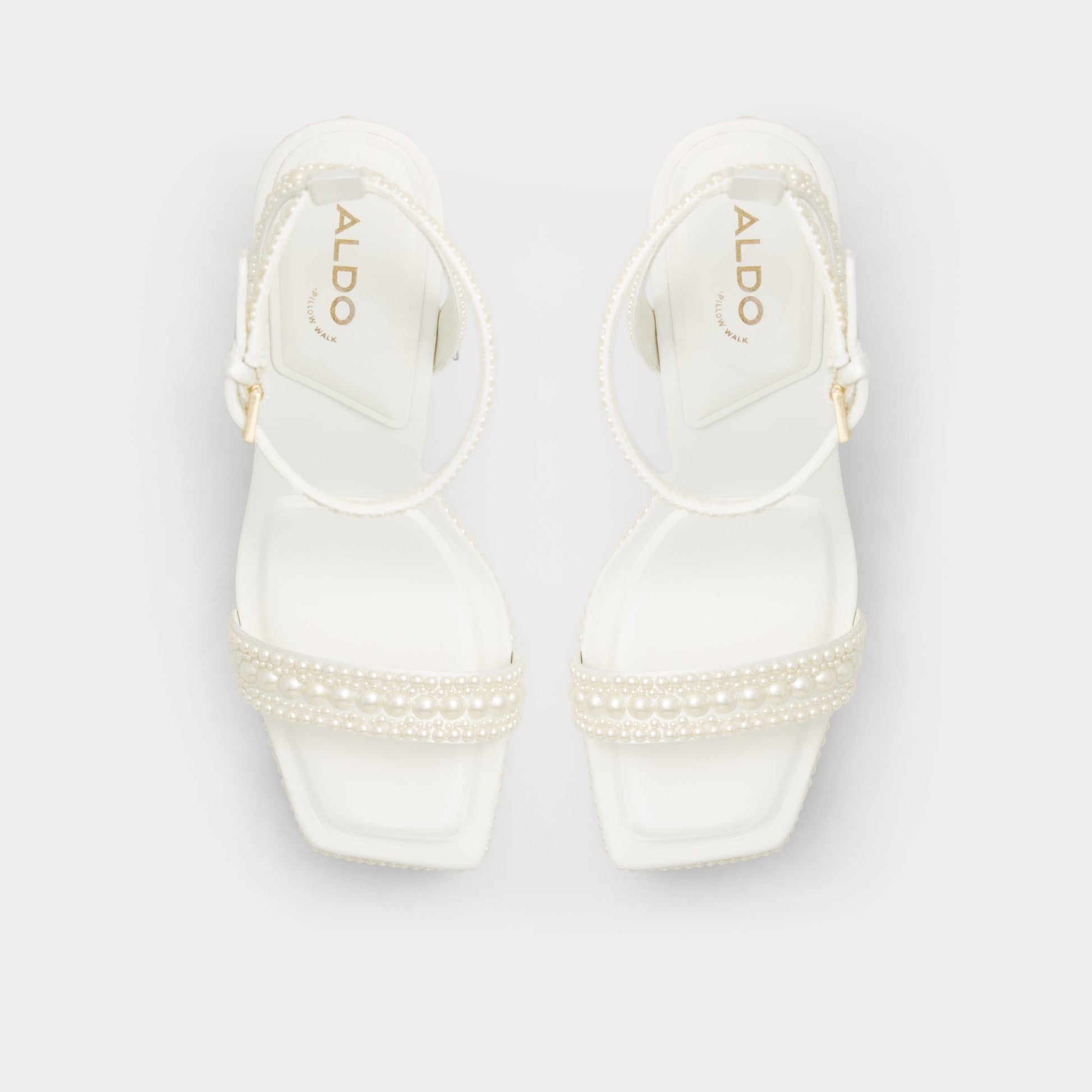 Lulu White Women's Strappy sandals - Strappy heeled sandal, Block heel - White