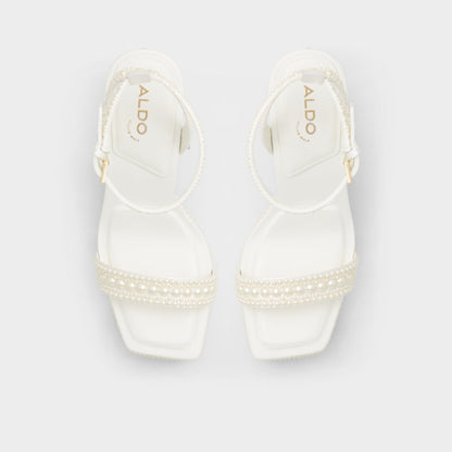 Lulu White Women's Strappy sandals - Strappy heeled sandal, Block heel - White