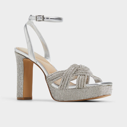 Shimma Silver Women's Iridescent metallics - Strappy heeled sandal, Platform - Silver