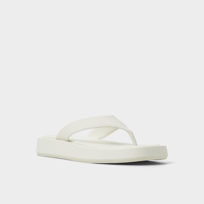 Grettle White/Bone Women's Flats - Flip flop, Flatform - White/bone