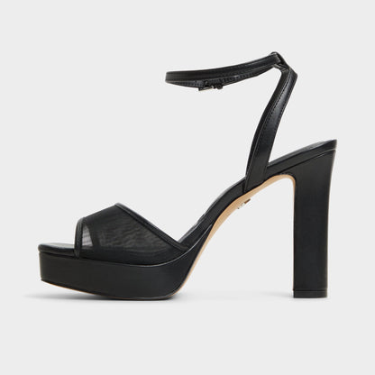 Chicglimmer Black Women's Platform sandals - Strappy heeled sandal, Block heel - Black