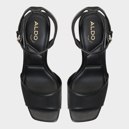 Chicglimmer Black Women's Platform sandals - Strappy heeled sandal, Block heel - Black