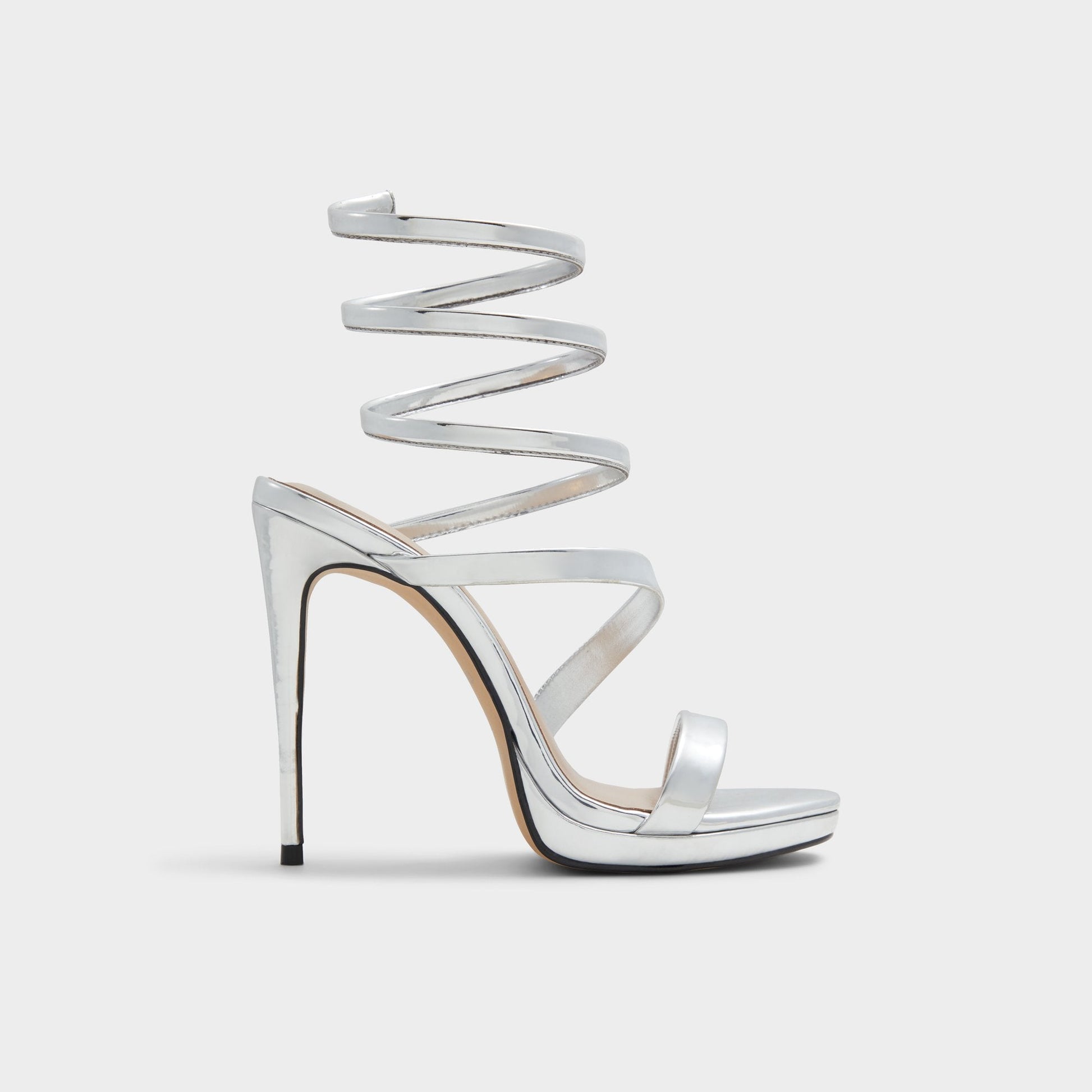 Katswirl in Silver - Strappy sandal, Stiletto platform - Silver