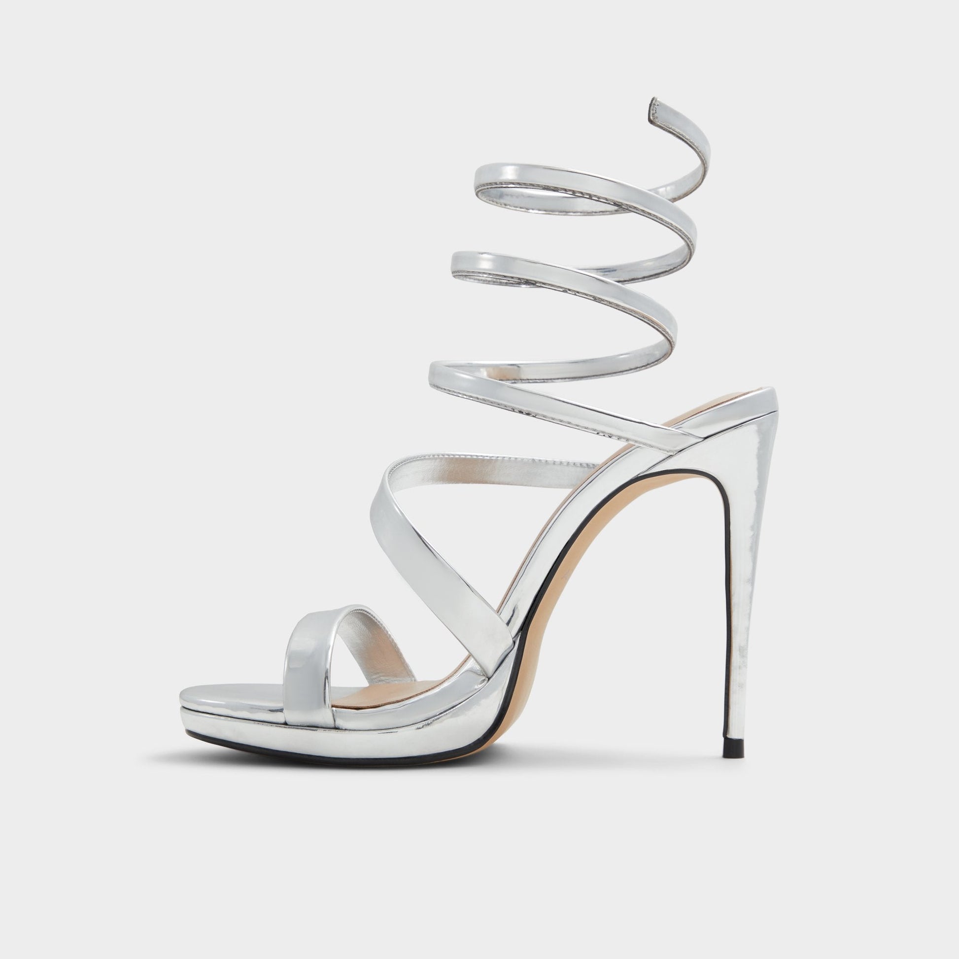 Katswirl in Silver - Strappy sandal, Stiletto platform - Silver