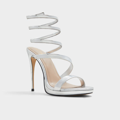 Katswirl in Silver - Strappy sandal, Stiletto platform - Silver