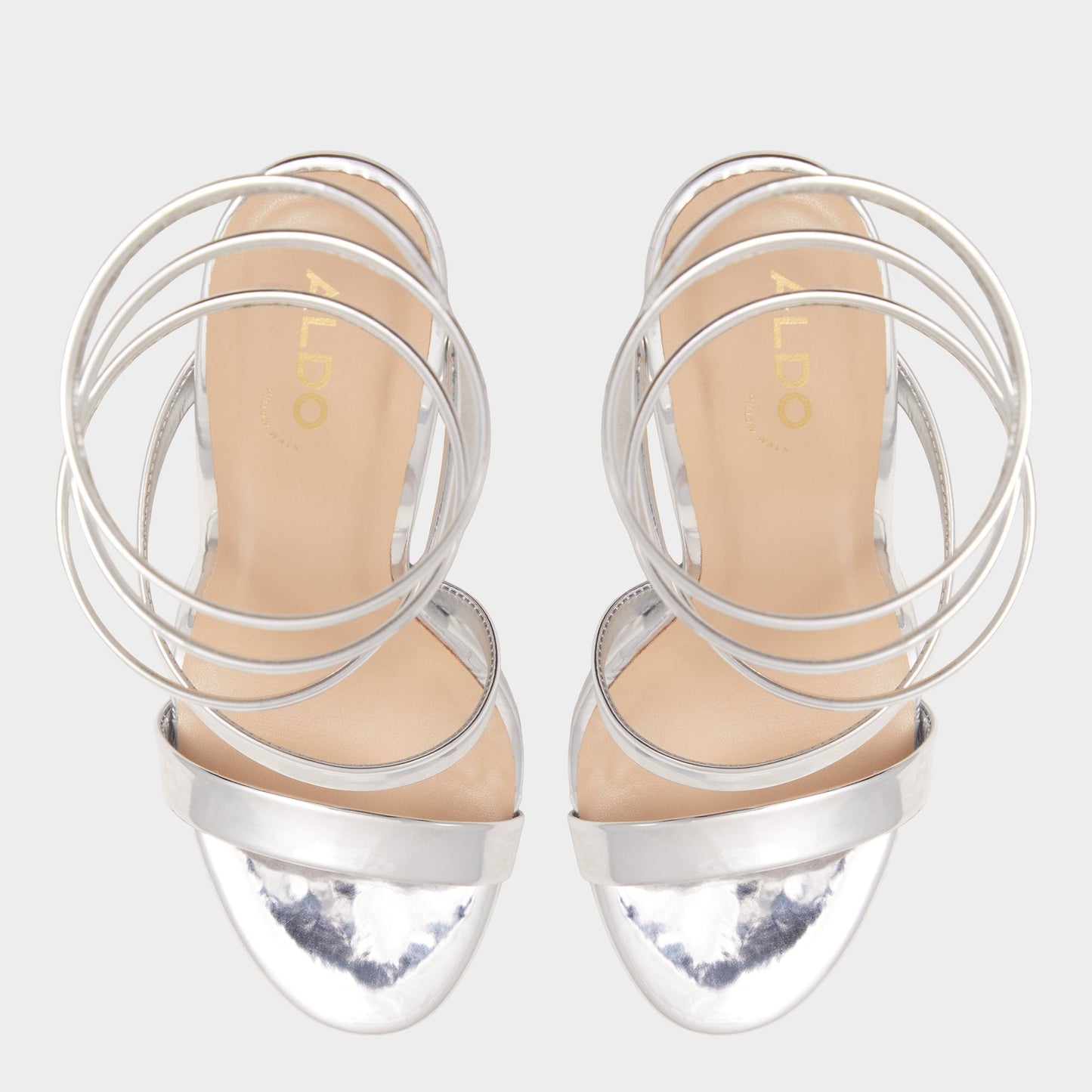 Katswirl in Silver - Strappy sandal, Stiletto platform - Silver