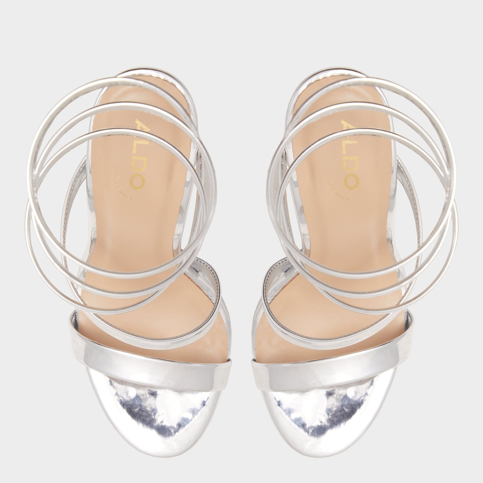Katswirl in Silver - Strappy sandal, Stiletto platform - Silver