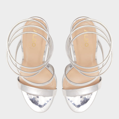 Katswirl in Silver - Strappy sandal, Stiletto platform - Silver