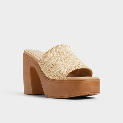 Maysee Natural Women's Platform sandals - Heeled mule, Platform - Natural