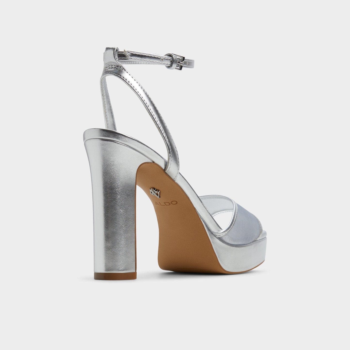 Chicglimmer Silver Women's Platform sandals - Strappy heeled sandal, Block heel - Silver