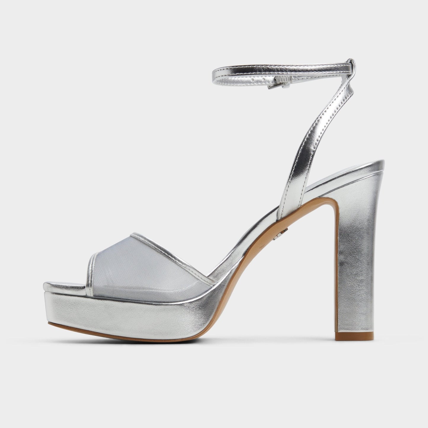 Chicglimmer Silver Women's Platform sandals - Strappy heeled sandal, Block heel - Silver
