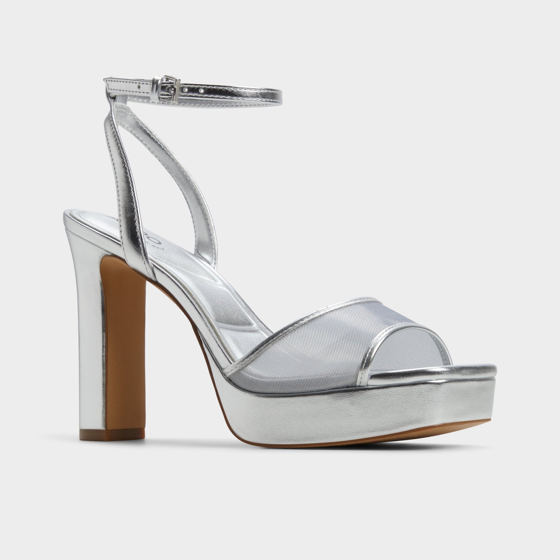 Chicglimmer Silver Women's Platform sandals - Strappy heeled sandal, Block heel - Silver