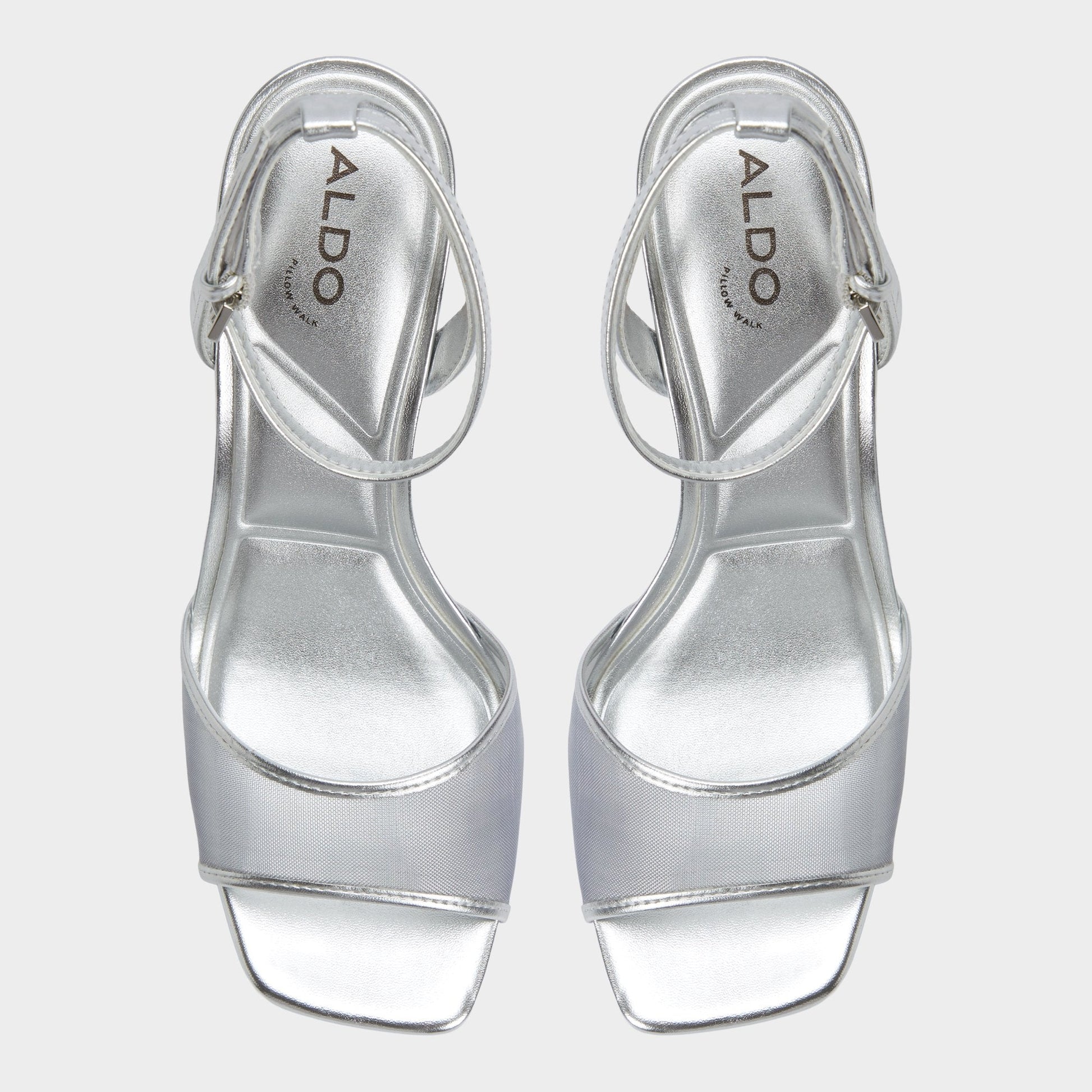 Chicglimmer Silver Women's Platform sandals - Strappy heeled sandal, Block heel - Silver