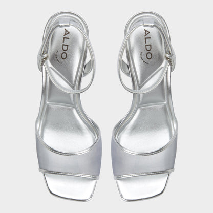 Chicglimmer Silver Women's Platform sandals - Strappy heeled sandal, Block heel - Silver