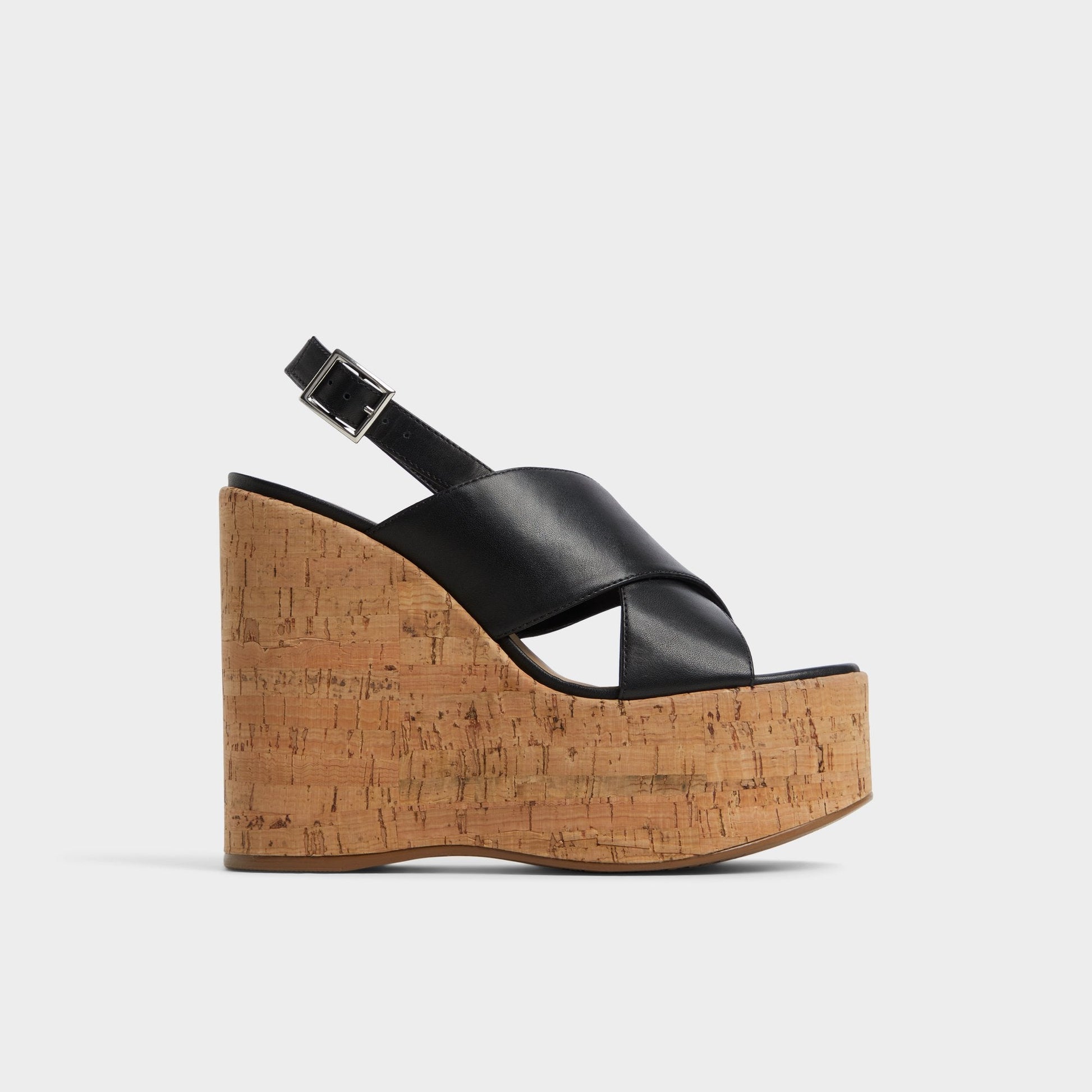 Sandcastle Black Women's Platform sandals - Strappy wedge sandal - Black