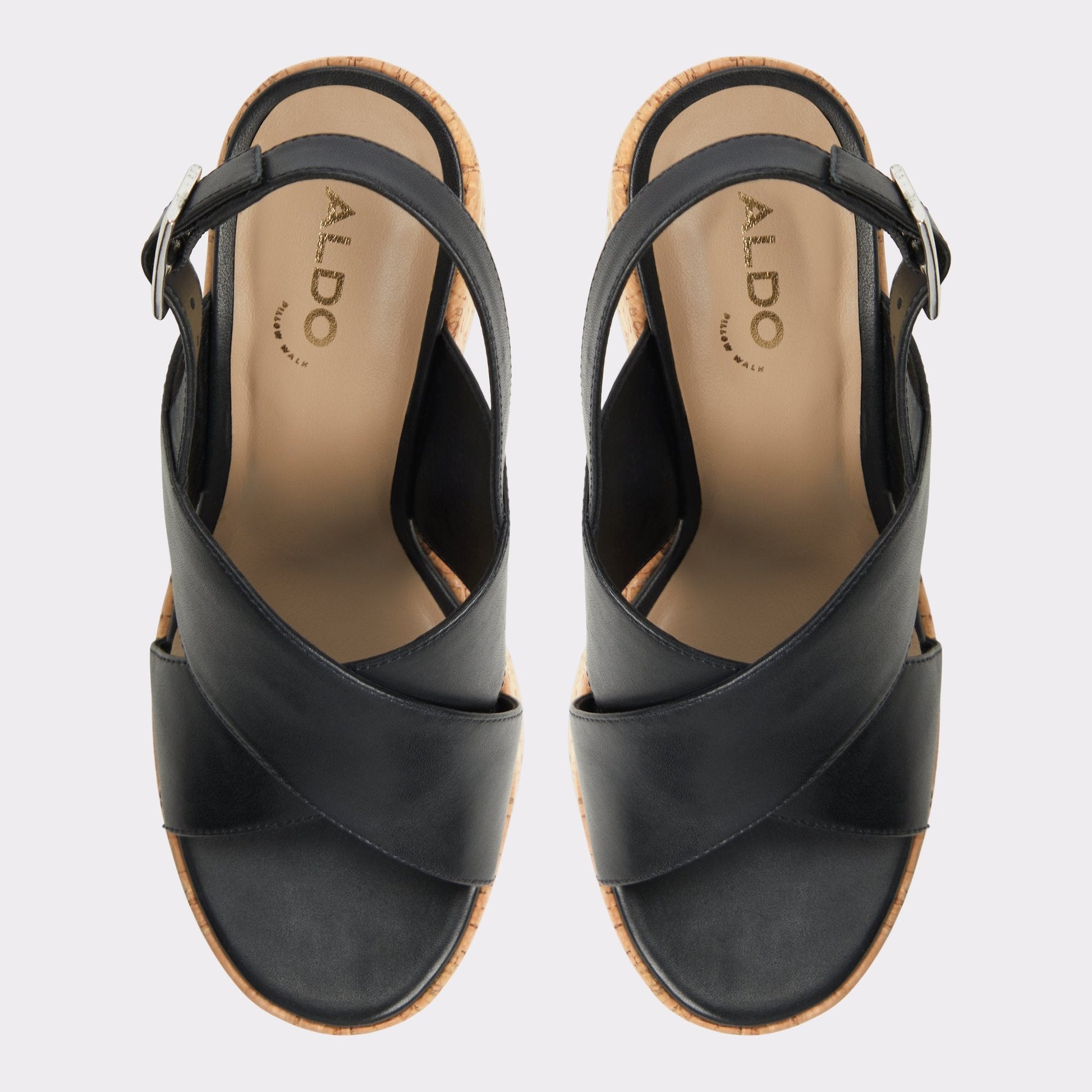 Sandcastle Black Women's Platform sandals - Strappy wedge sandal - Black
