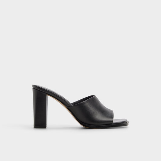 Re in Sophia Black - Heeled mule, Block heel - Black
