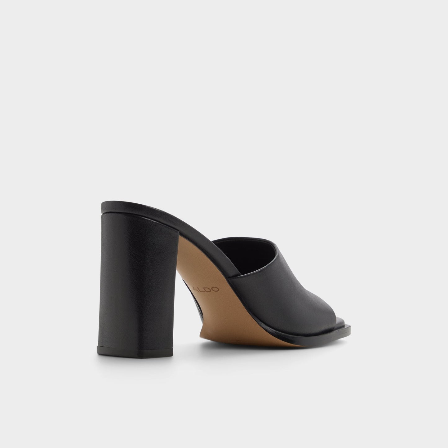 Re in Sophia Black - Heeled mule, Block heel - Black