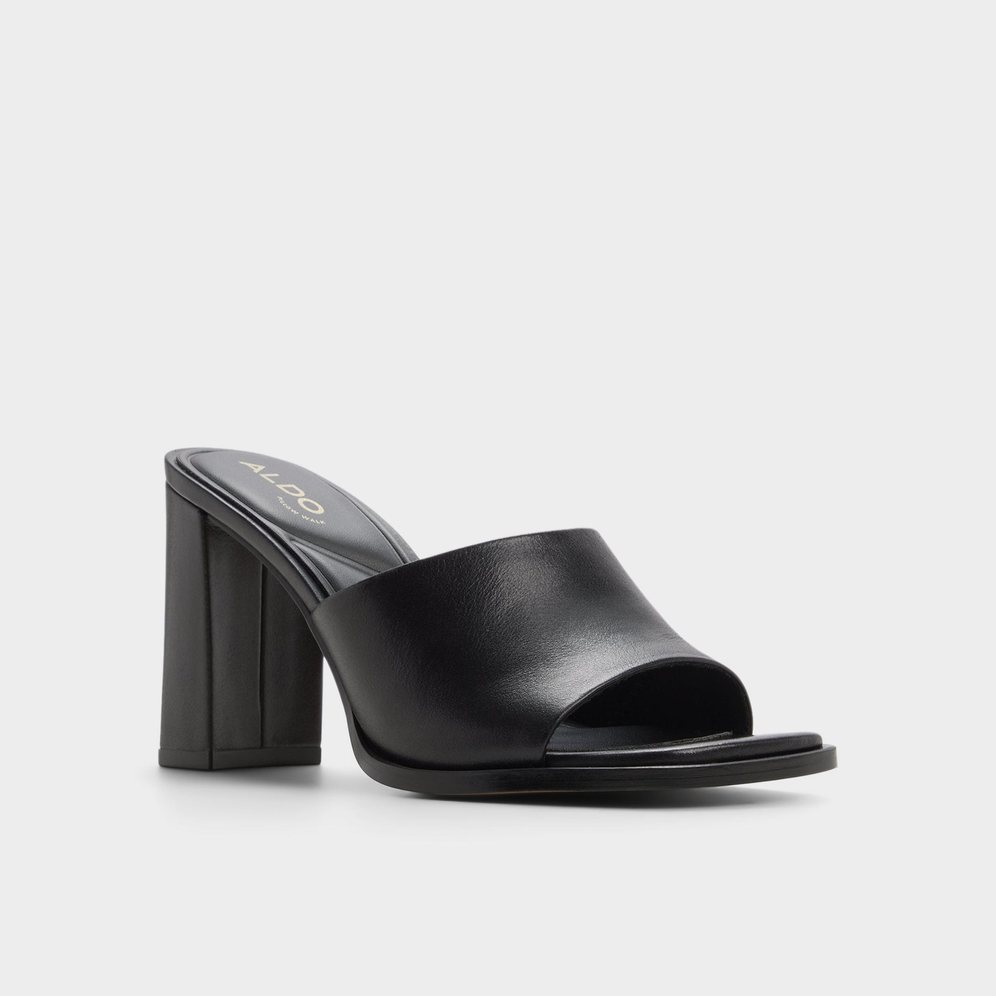 Re in Sophia Black - Heeled mule, Block heel - Black