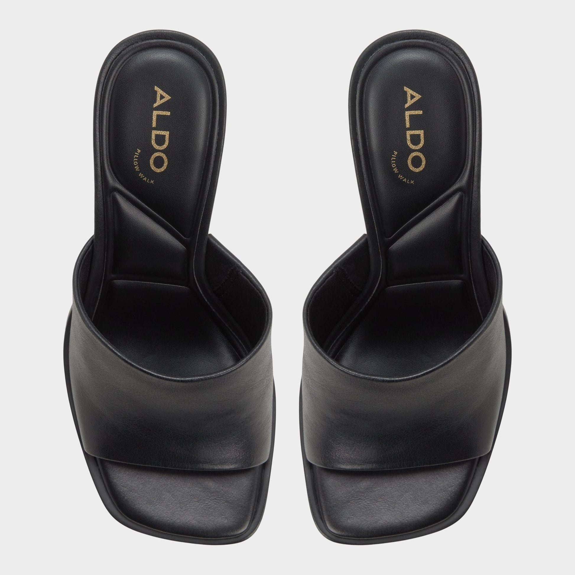 Re in Sophia Black - Heeled mule, Block heel - Black