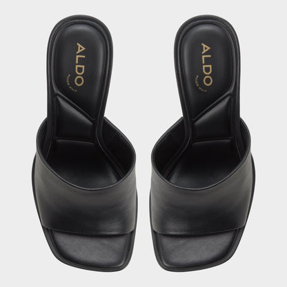 Re in Sophia Black - Heeled mule, Block heel - Black