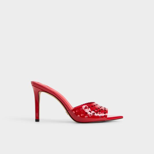 Lovemule in Medium Red - Heeled mule, Stiletto heel - Medium red