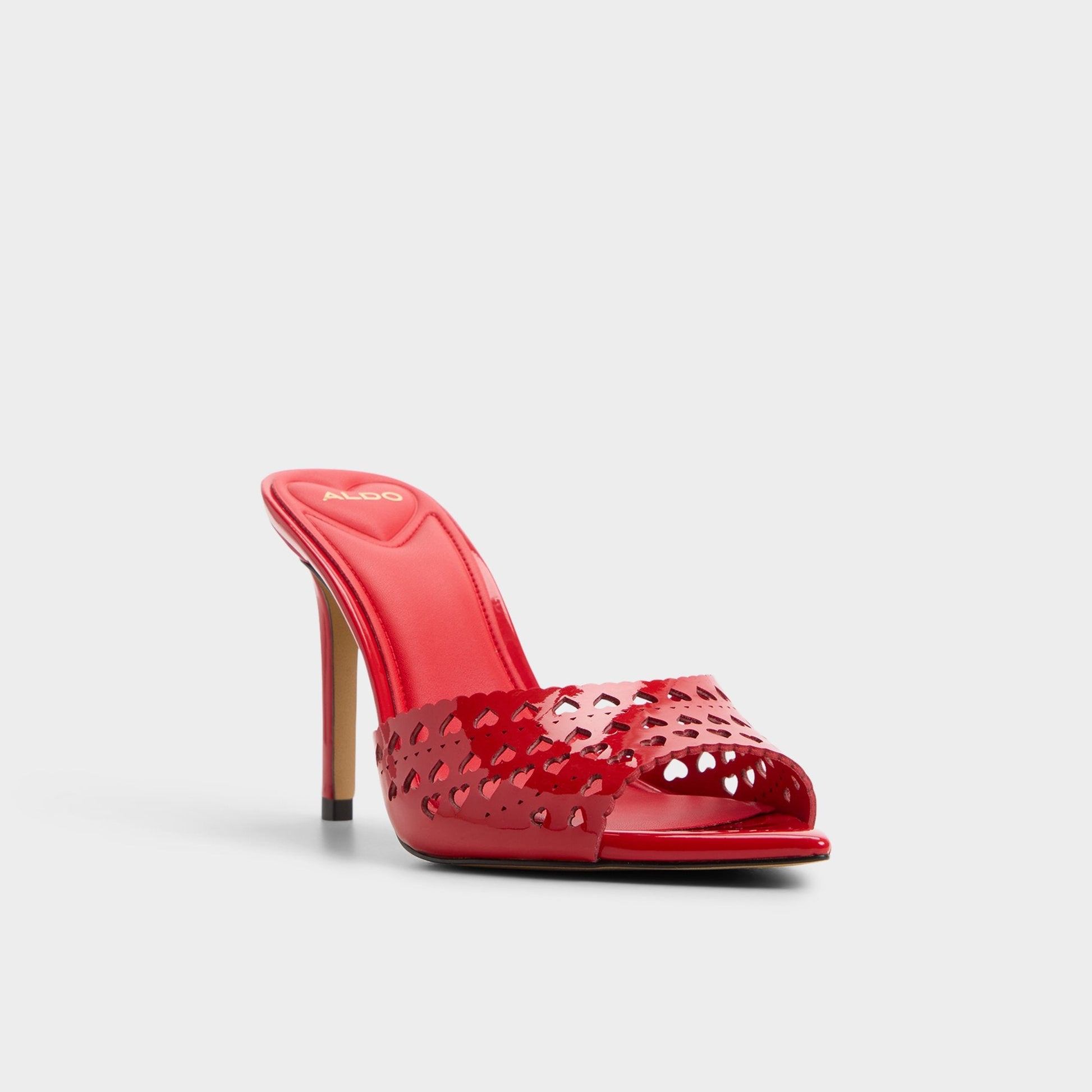 Lovemule in Medium Red - Heeled mule, Stiletto heel - Medium red