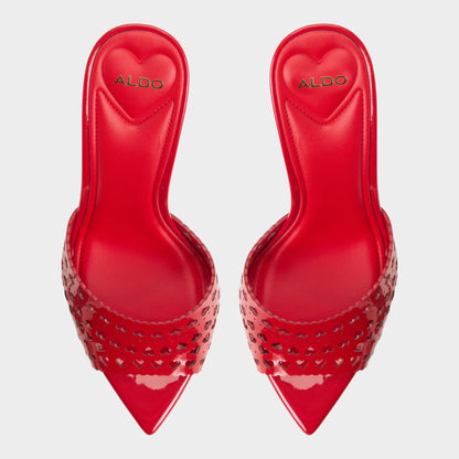 Lovemule in Medium Red - Heeled mule, Stiletto heel - Medium red