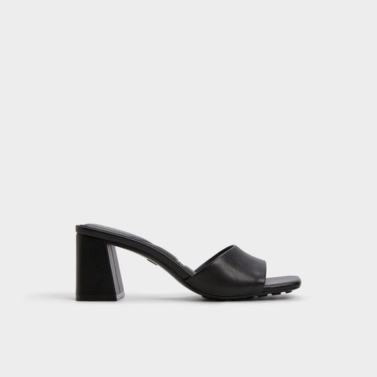 Tisha Black Women's Heeled mules - Heeled mule, Block heel - Black