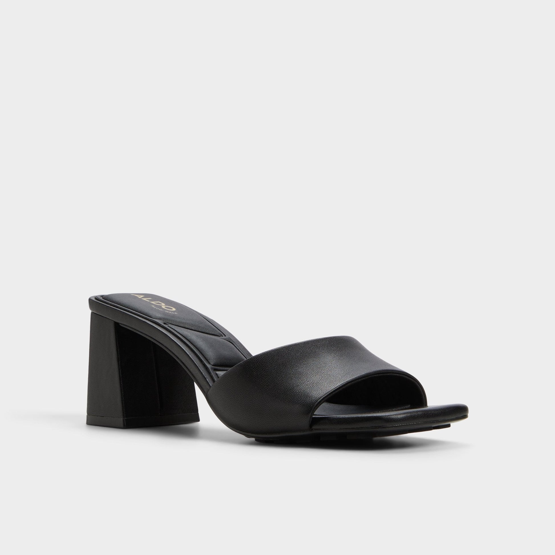 Tisha Black Women's Heeled mules - Heeled mule, Block heel - Black