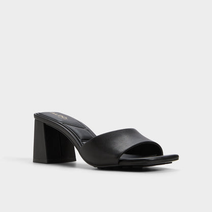 Tisha Black Women's Heeled mules - Heeled mule, Block heel - Black
