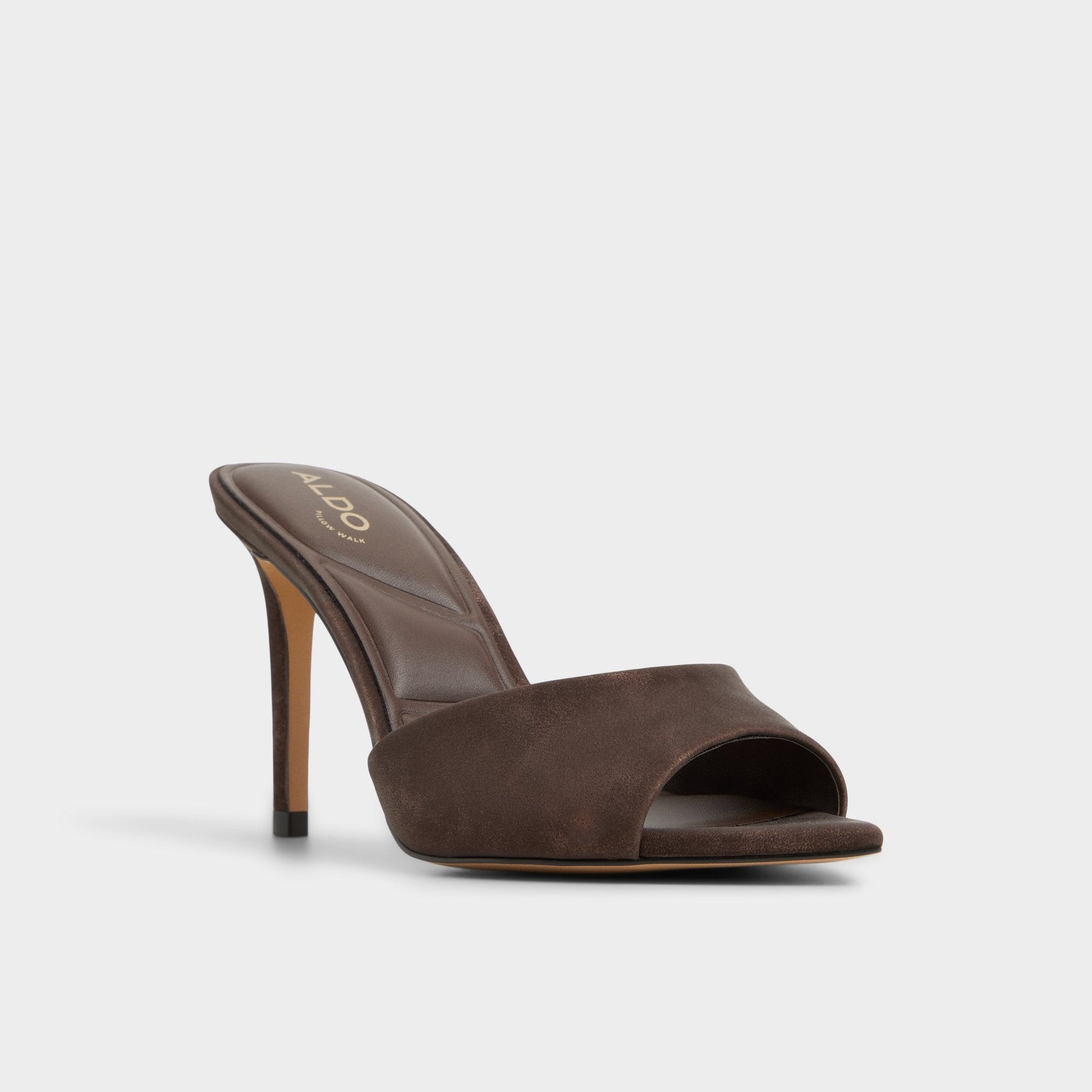 Anniebrilden Dark Brown Women's Mule slides - Heeled mule, Stiletto heel - Dark brown