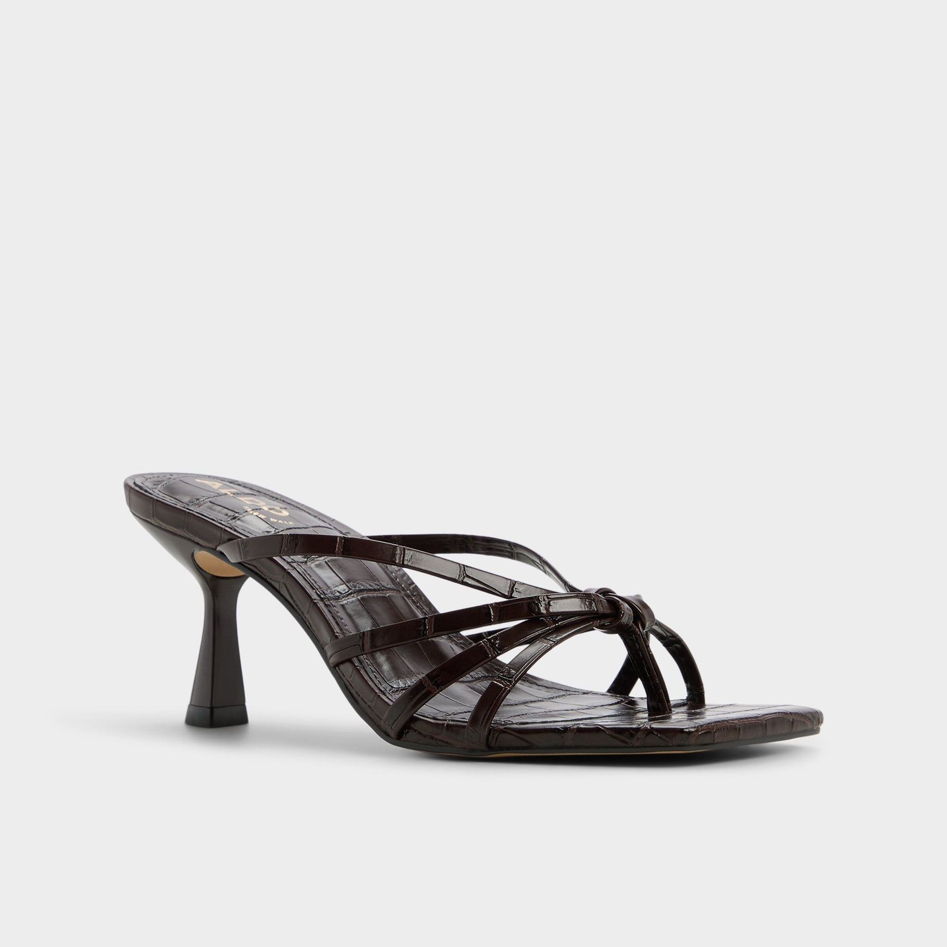 Lumera in Dark Brown - Heeled mule, Stiletto heel - Dark brown