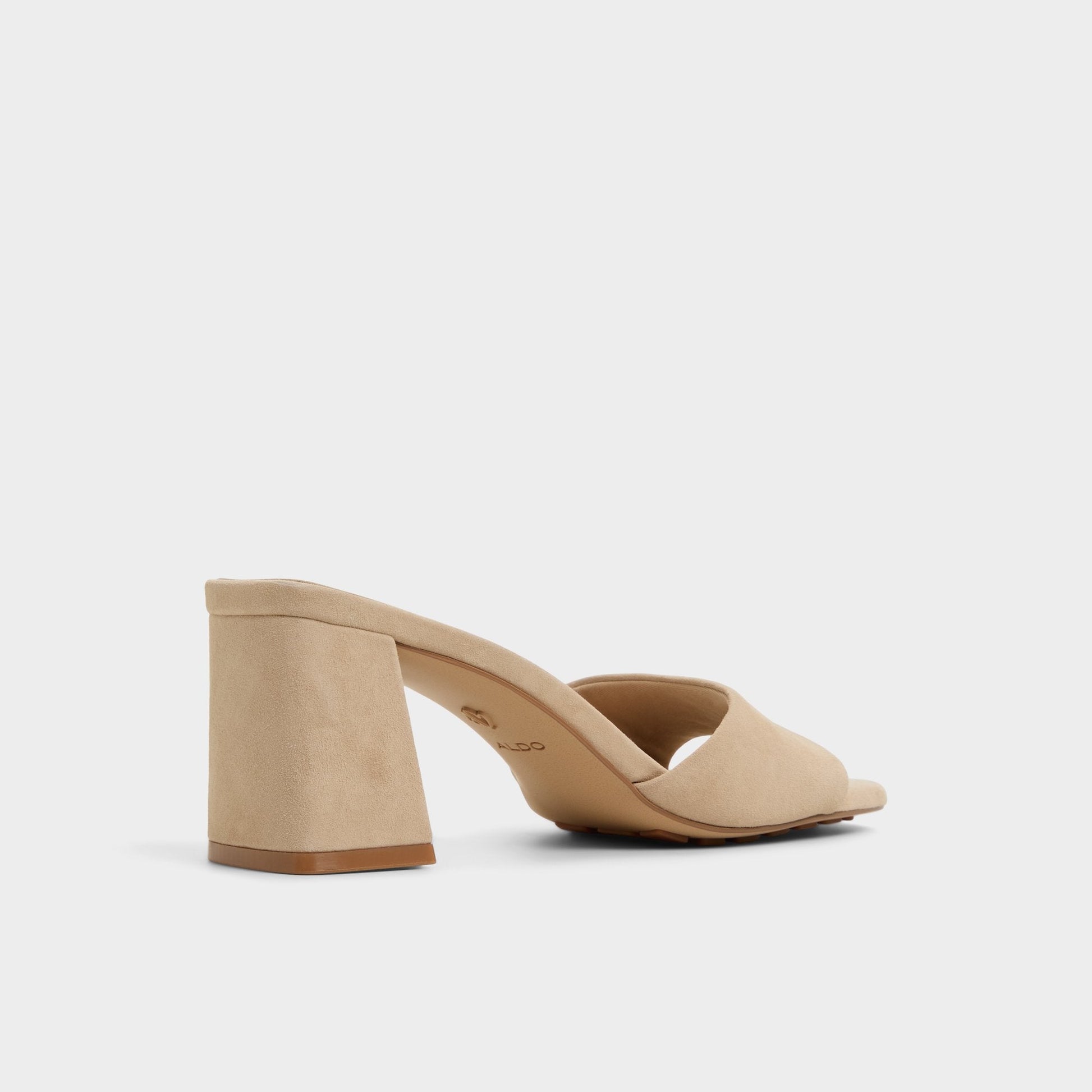 Tisha Beige Women's Heeled mules - Heeled mule, Block heel - Beige
