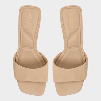 Tisha Beige Women's Heeled mules - Heeled mule, Block heel - Beige