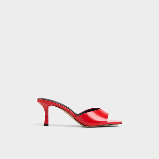 Annaberaen in Bright Red - Heeled mule, Stiletto heel - Bright red
