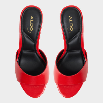 Annaberaen in Bright Red - Heeled mule, Stiletto heel - Bright red