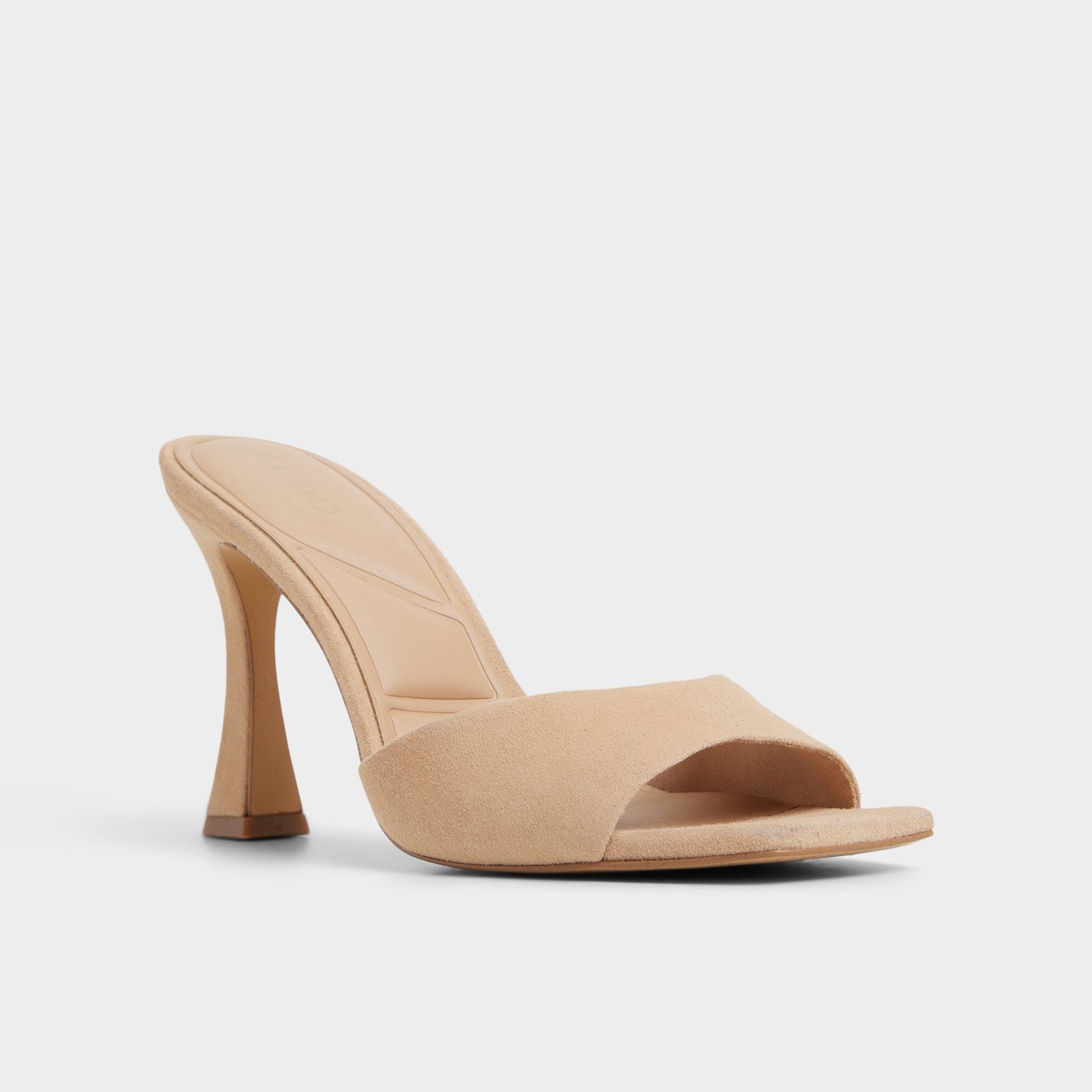Jennifer in Medium Beige - Heeled mule, Stiletto heel - Medium Beige