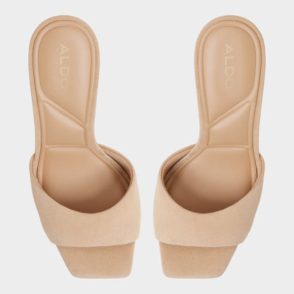 Jennifer in Medium Beige - Heeled mule, Stiletto heel - Medium Beige