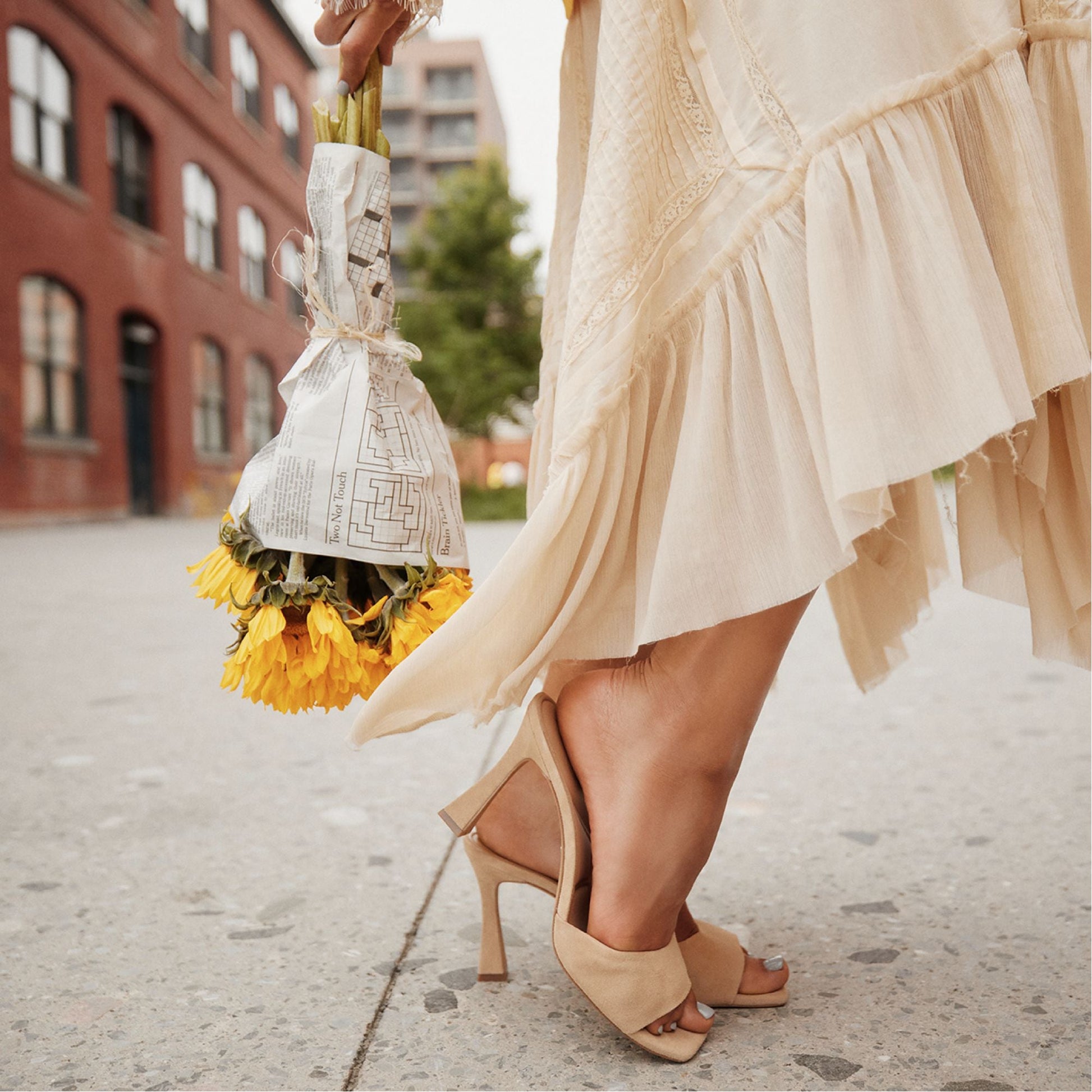 Jennifer in Medium Beige - Heeled mule, Stiletto heel - Medium Beige