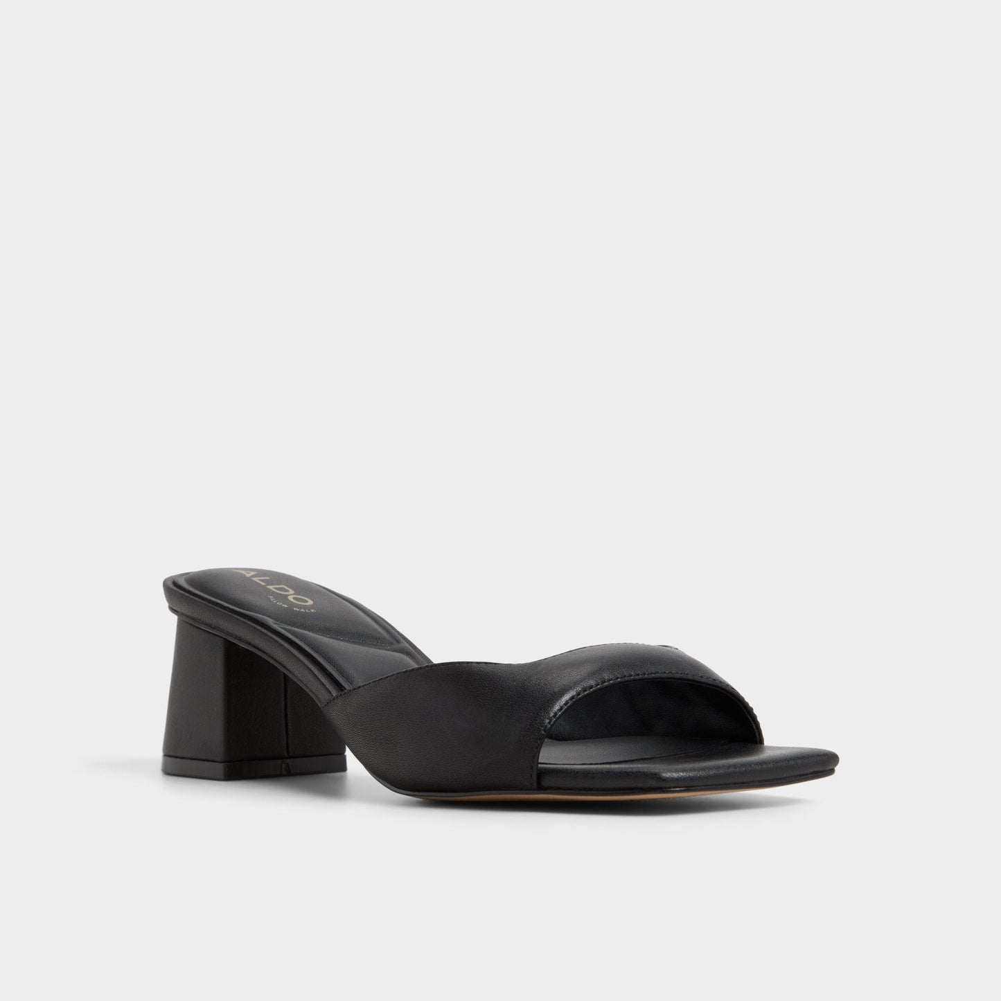 Aneky in Black - Heeled mule, Block heel - Black