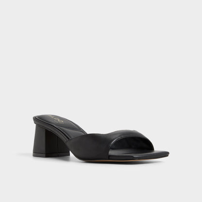 Aneky in Black - Heeled mule, Block heel - Black