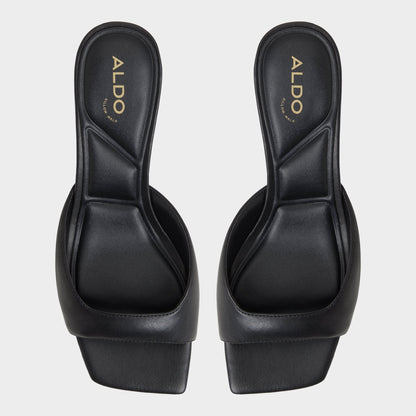 Aneky in Black - Heeled mule, Block heel - Black