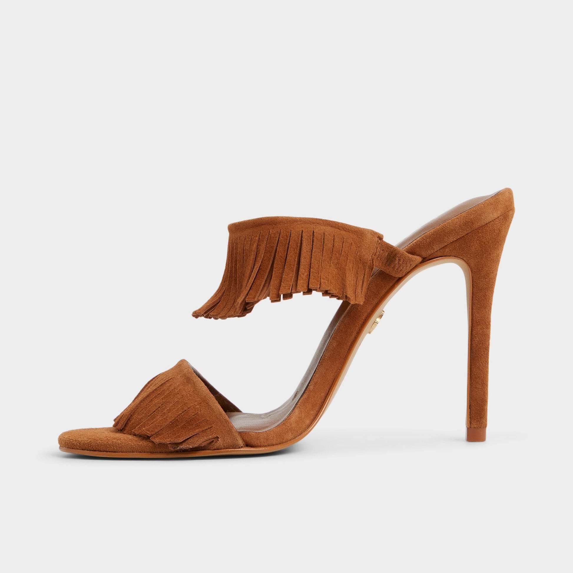 Nahanie in Medium Brown - Heeled mule, Stiletto heel - Medium Brown