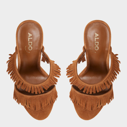 Nahanie in Medium Brown - Heeled mule, Stiletto heel - Medium Brown