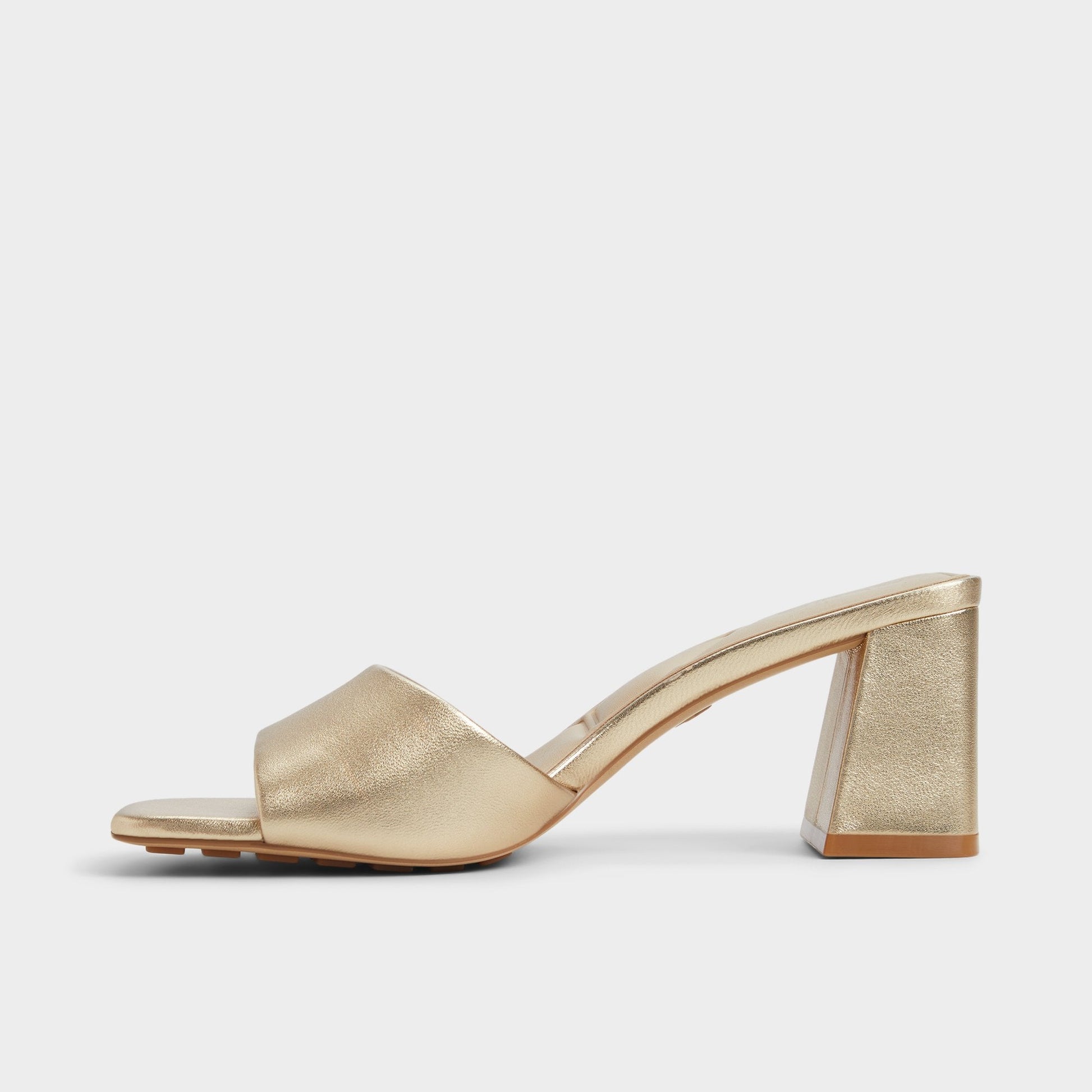 Tisha Gold Women's Heeled mules - Heeled mule, Block heel - Gold