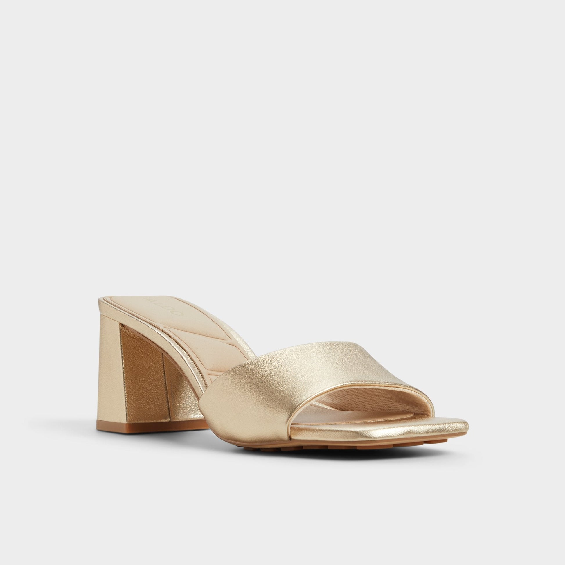 Tisha Gold Women's Heeled mules - Heeled mule, Block heel - Gold