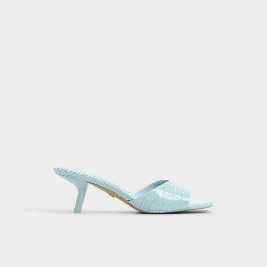 Enchanting Pastel Blue Women's Heeled mules - Heeled mule, Kitten heel - Pastel Blue