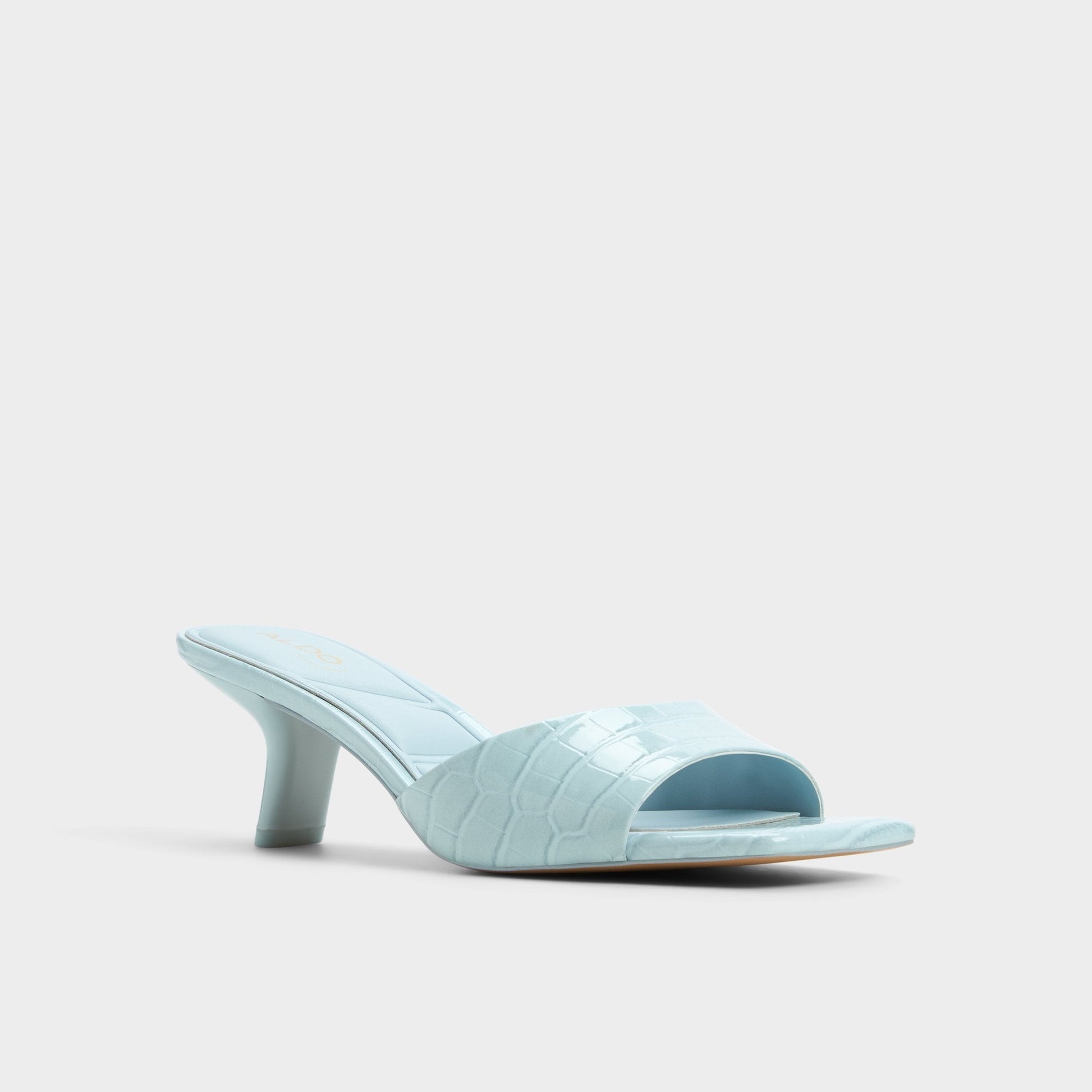 Enchanting Pastel Blue Women's Heeled mules - Heeled mule, Kitten heel - Pastel Blue