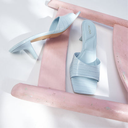 Enchanting Pastel Blue Women's Heeled mules - Heeled mule, Kitten heel - Pastel Blue